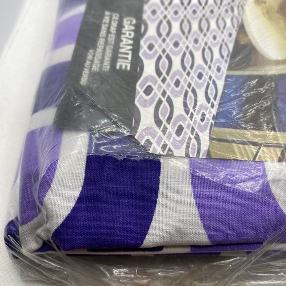 Texmade Labyrinth Truprest Twin Bed Flat Sheet Geometric Links 1970s Purple - Picture 6 of 15